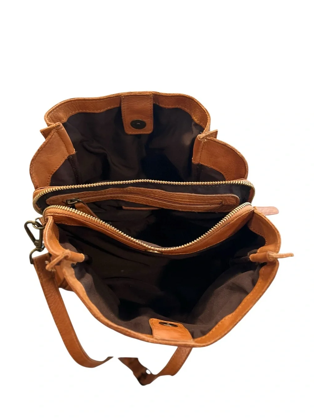 Vilenca Holland Genuine Leather Cognac Crossbody Shoulder Bag Adjustable Strap